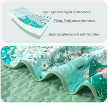 Load image into Gallery viewer, Light Green Floral Patchwork 3 Piece Bedding Quilt Set
