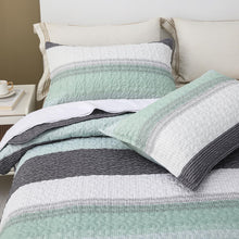 Load image into Gallery viewer, Boho Mint Green &amp; Grey Reversible 2/3 Piece Bedding Quilt Set
