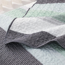 Load image into Gallery viewer, Boho Mint Green &amp; Grey Reversible 2/3 Piece Bedding Quilt Set
