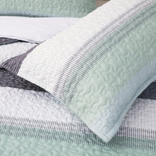 Load image into Gallery viewer, Boho Mint Green &amp; Grey Reversible 2/3 Piece Bedding Quilt Set
